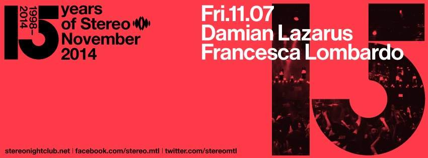 15 Yrs - Damian Lazarus - Francesca Lombardo - フライヤー表
