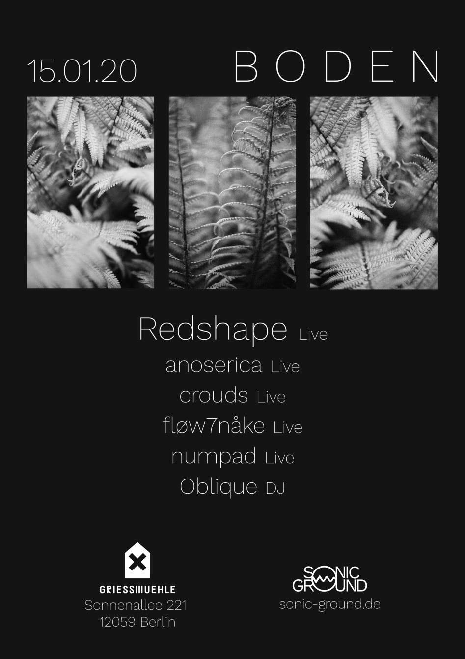 Boden with Redshape Live and Sonic Ground Residents - フライヤー表
