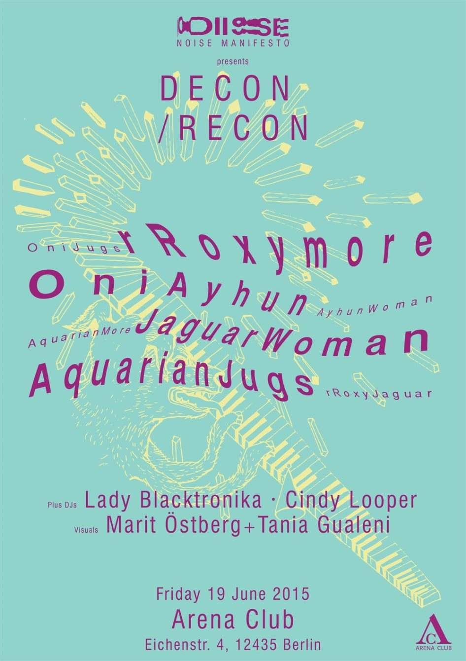 Noise Manifesto presents Decon/Recon with Aquarian Jugs, Jaguar Woman, Oni Ayhun and Rroxymore - Página frontal