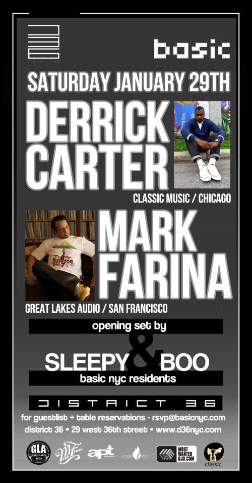 Basic NYC presents Derrick Carter, Mark Farina and Sleepy & Boo - Página frontal