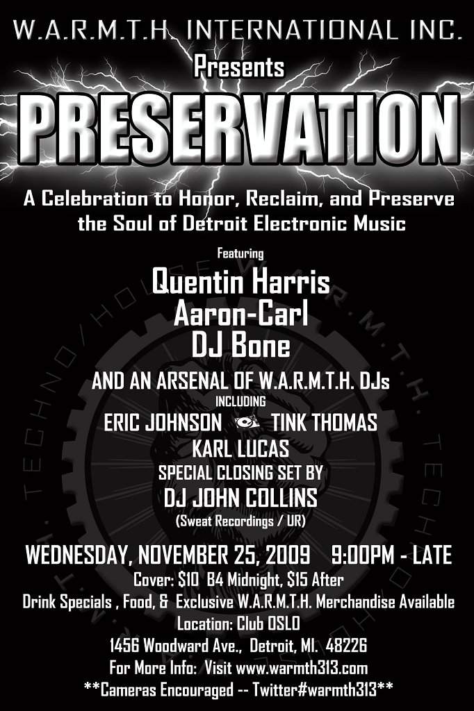 W.A.R.M.T.H. International Inc. presents Preversation: A Celebration To Honor, Reclaim & Preserve The Soul Of Detroit Electronic Music - Página frontal