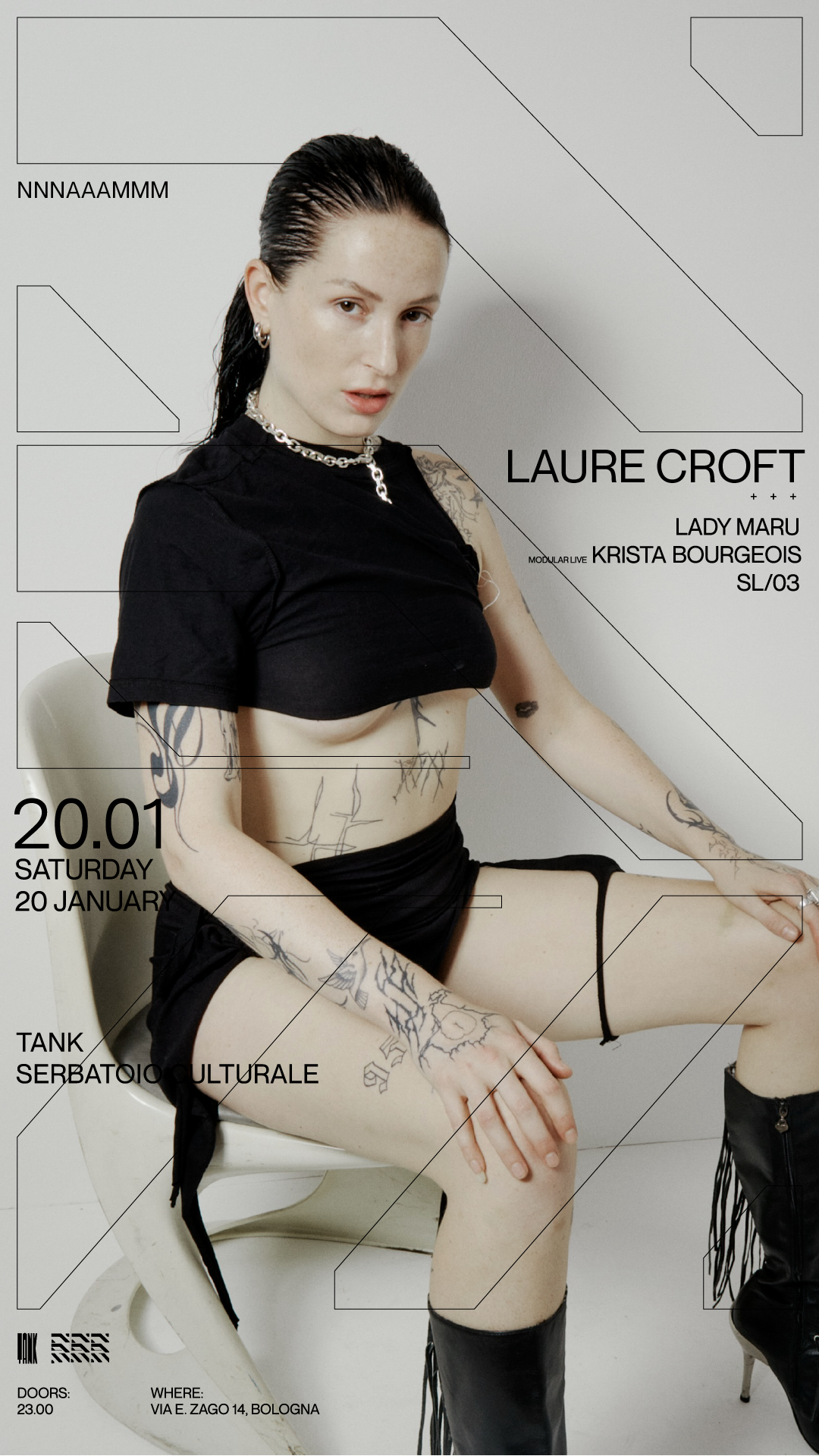 NNNAAAMMM pres. Laure Croft , Krista Bourgeois modular live insieme a Lady Maru e SL/03 - Página frontal