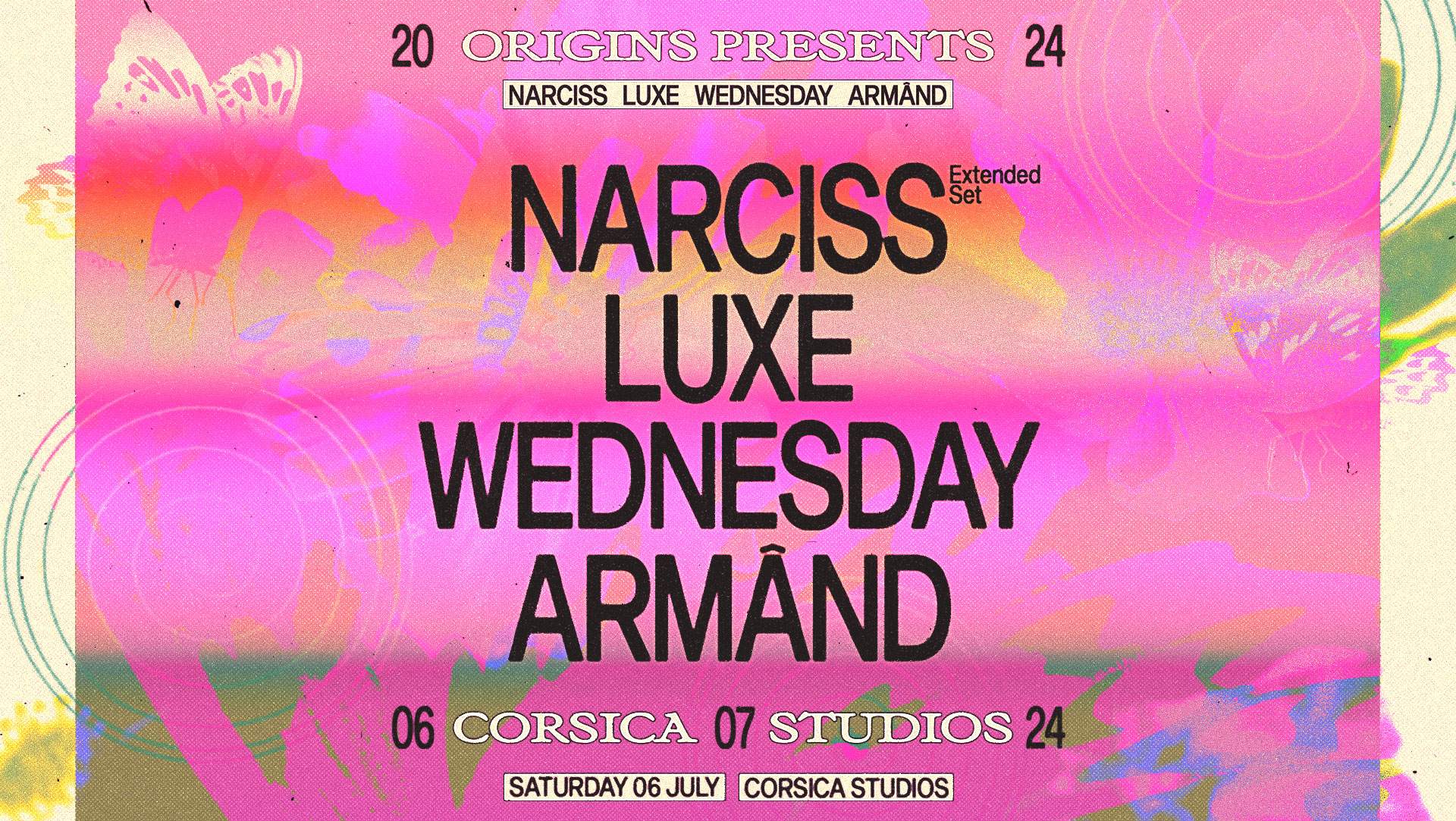 Origins: Narciss [Extended Set], LUXE & Wednesday - フライヤー表
