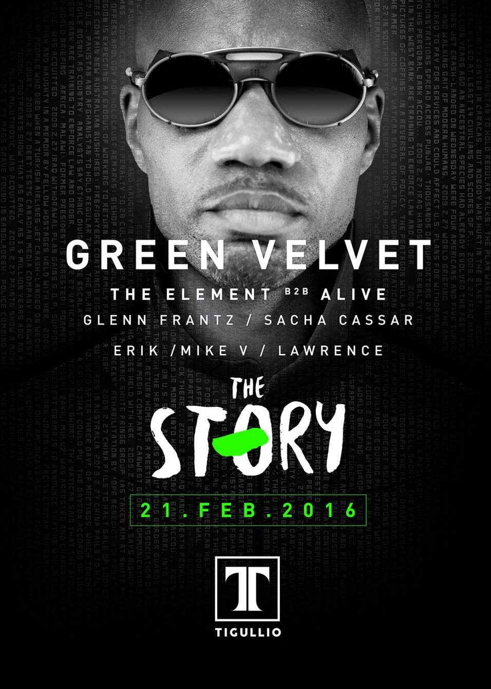 The Story present Green Velvet + Alive - Página frontal