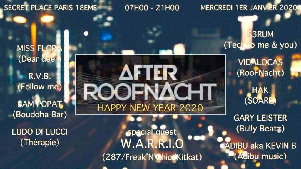 After Roofnacht Happy NYE 2020 W/ W.A.R.R.I.O. & Guest / 7h-21h/ - Página frontal