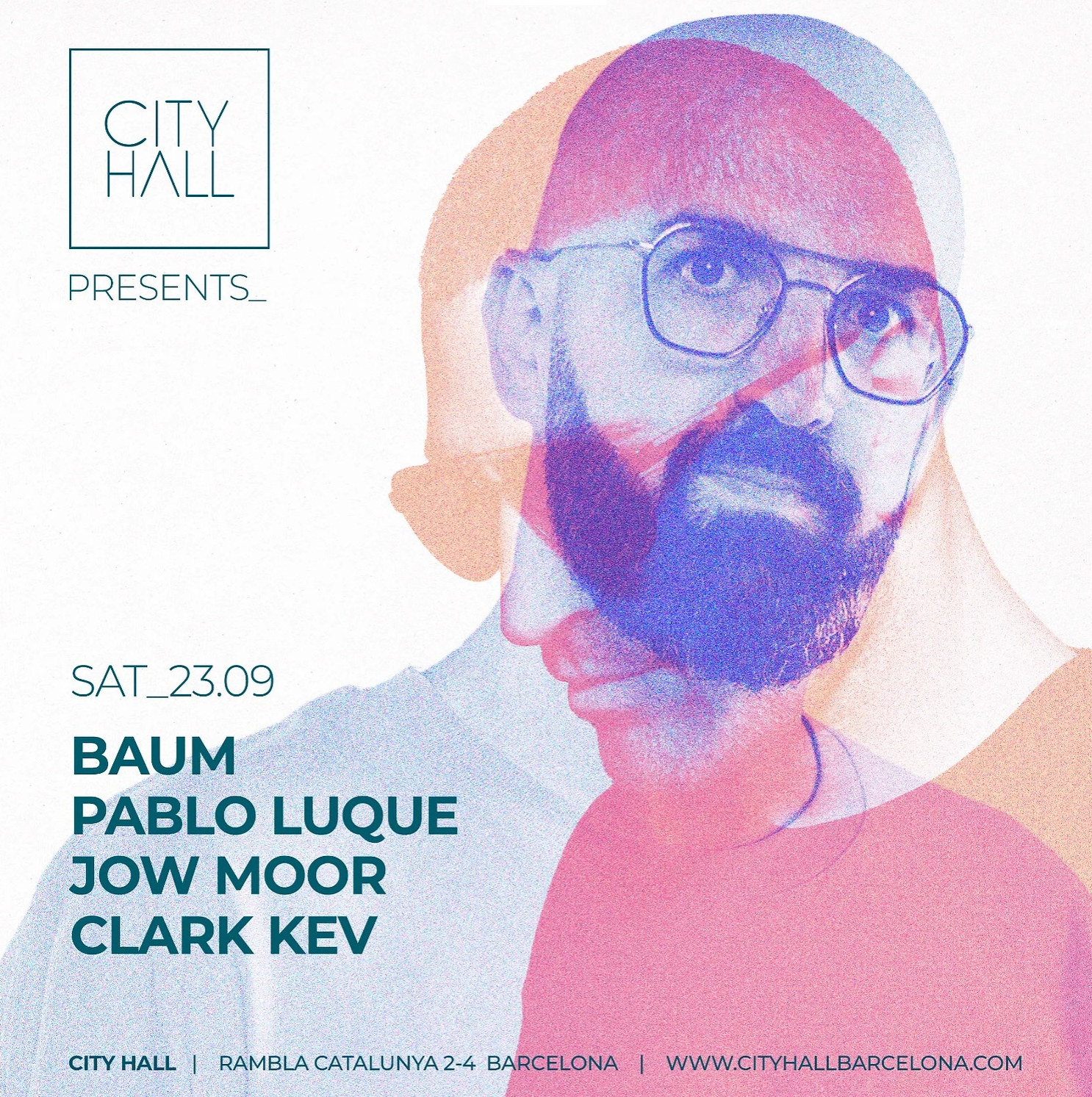 City Hall Saturday pres. Baum - Pablo Luque - Jow Moor - Clark Kev - Página frontal