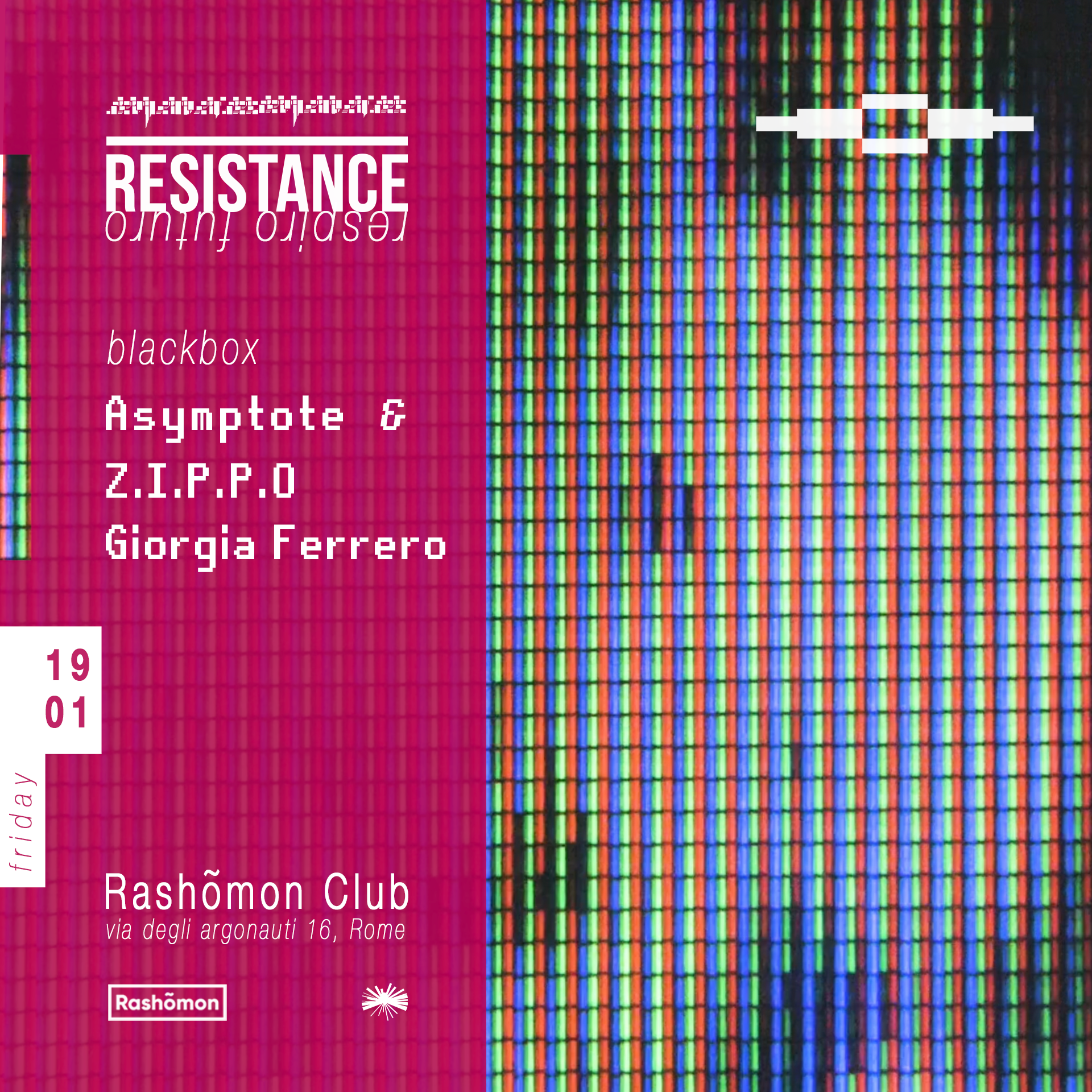 Resistance: Asymptote & Z.I.P.P.O, Giorgia Ferrero - フライヤー裏