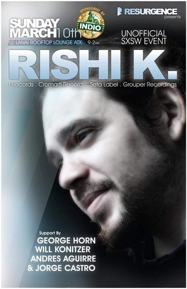Resurgence presents 'Rishi K' Sponsored by Indio - フライヤー表