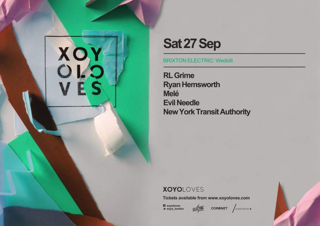 Xoyo Loves: RL Grime, Ryan Hemsworth, Mele, Evil Needle & New York Transit Authority - Página frontal