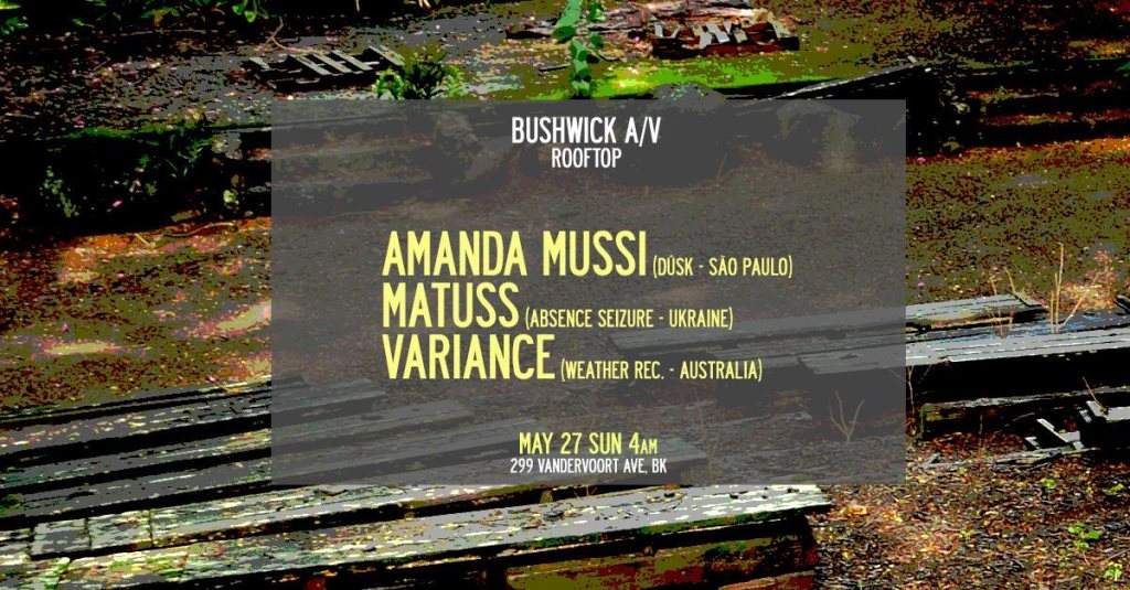 Afterhours: Bushwick A/V: Amanda Mussi / Matuss / Variance - フライヤー表