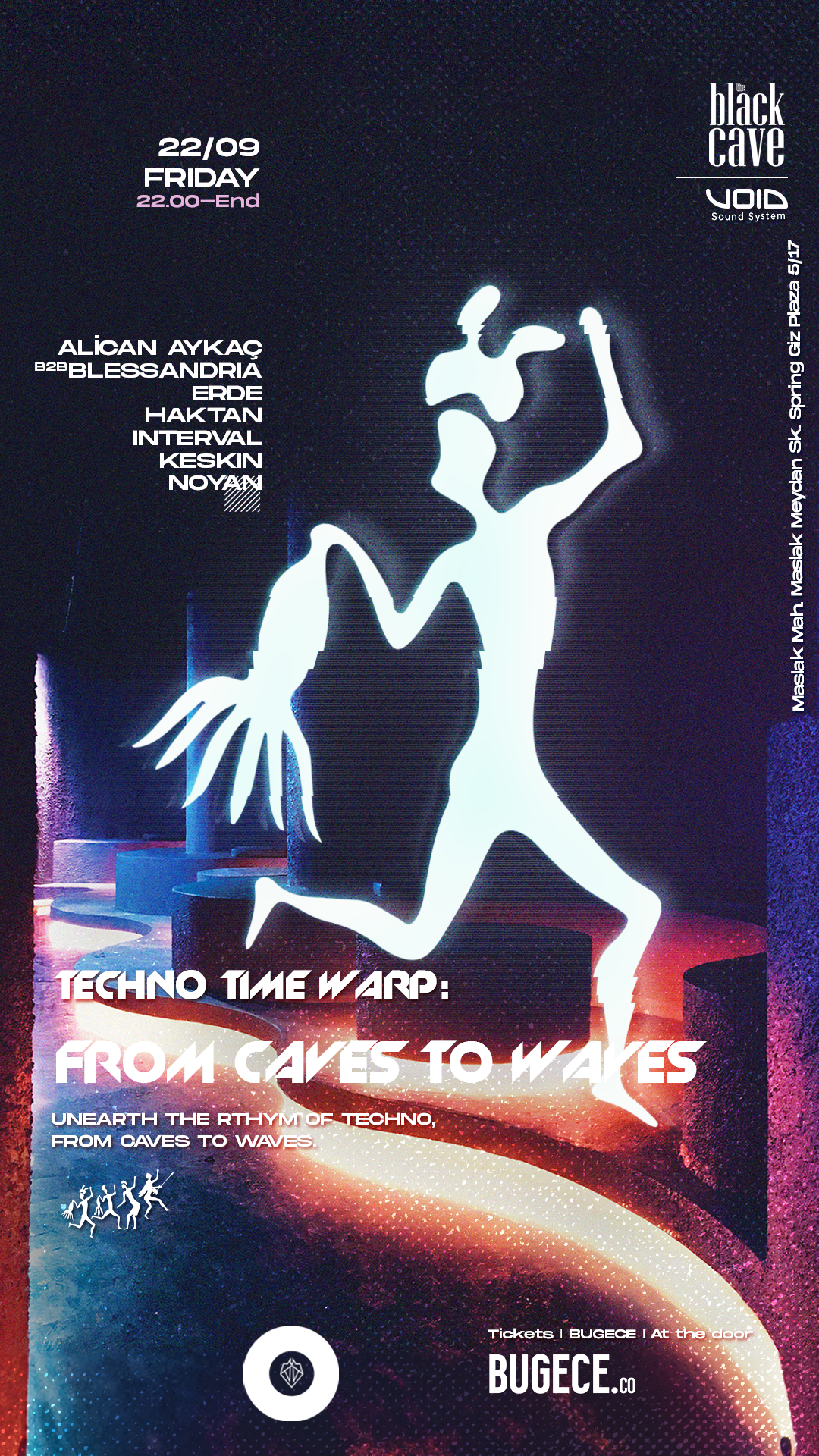 Techno Time Warp: From Caves to Waves - フライヤー表