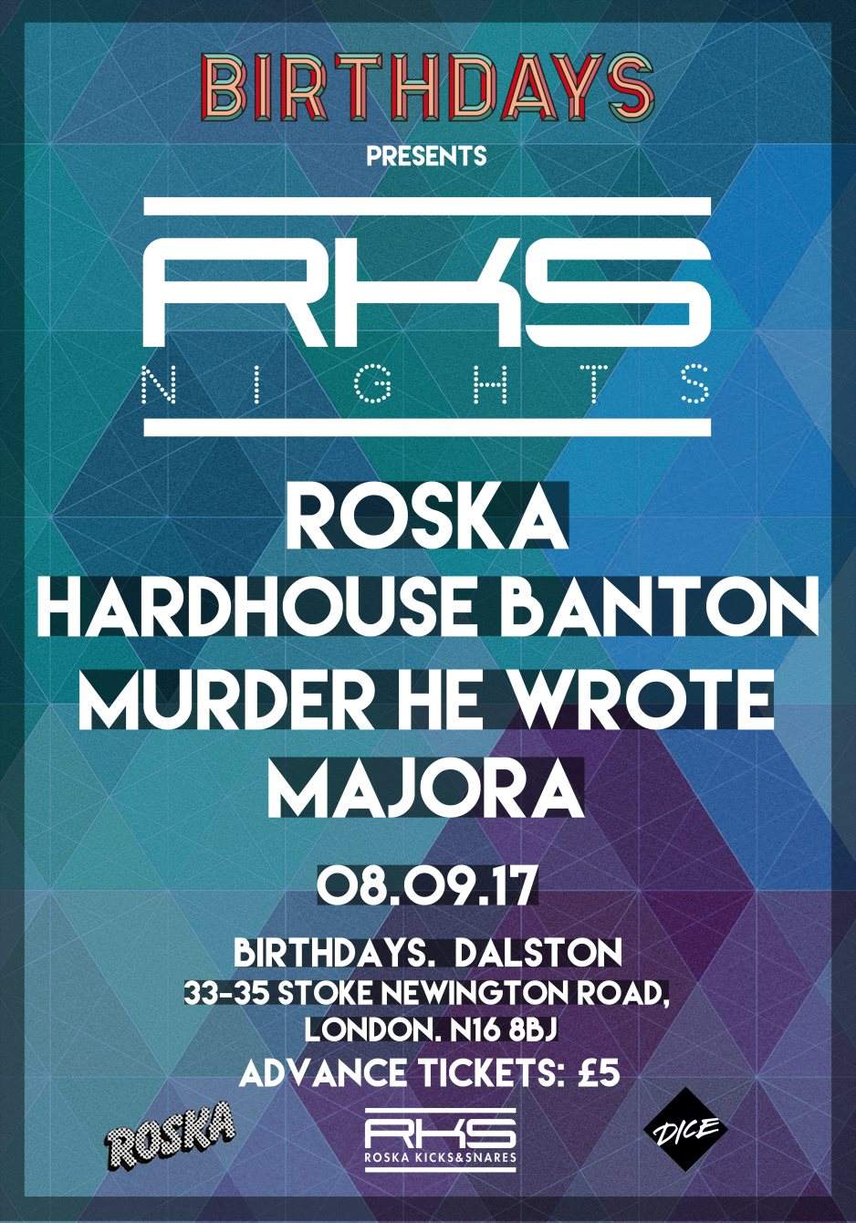 RKS Nights: Roska, Hardhouse Banton, Murder He Wrote - フライヤー表