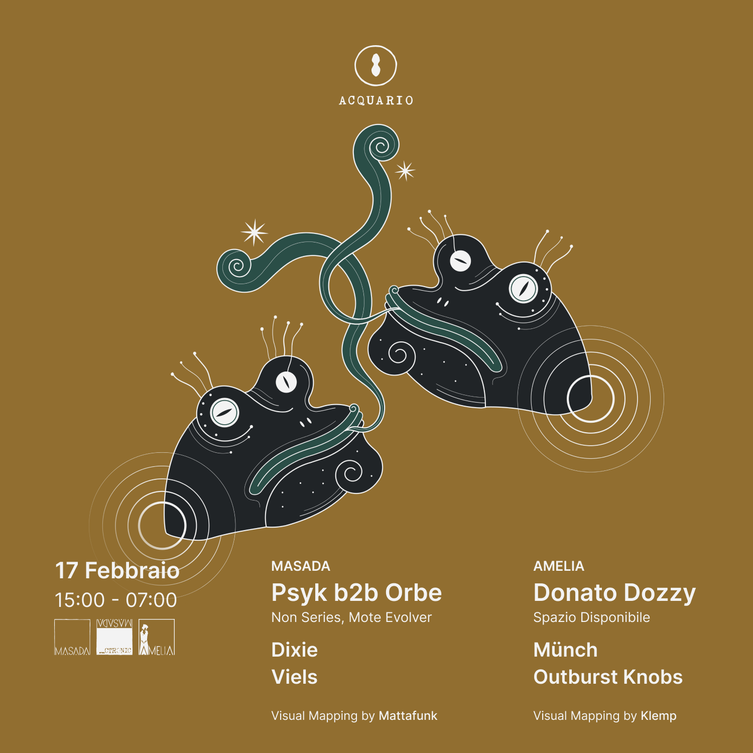 Psyk b2b ORBE + Donato Dozzy // Acquario (Masada + Amelia) - Página frontal