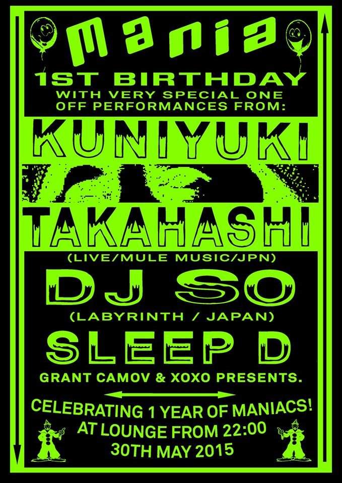 Mania 1st Birthday with Kuniyuki & DJ SO - Página frontal