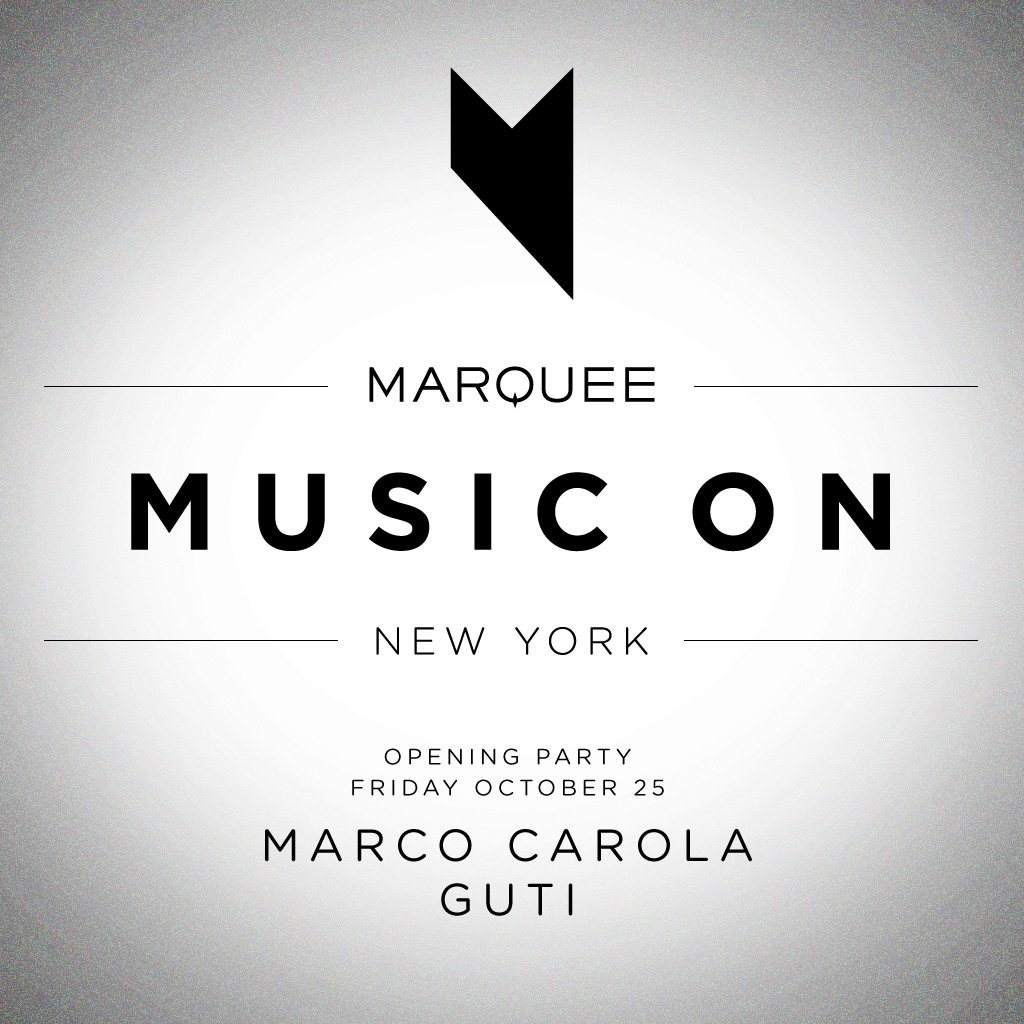 Music On New York - Marco Carola and Guti - フライヤー表