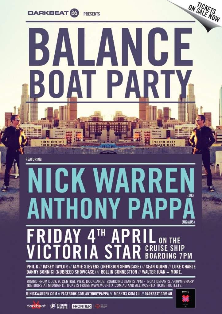 Darkbeat Pres. Balance Boat Party w Nick Warren (UK) & Anthony Pappa (AUS/UK) - フライヤー表