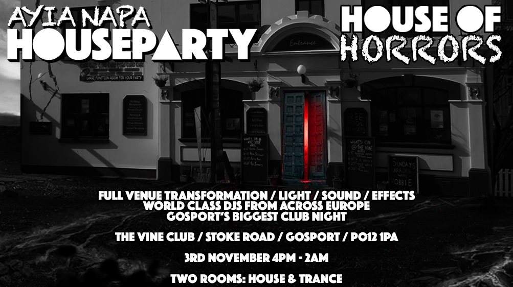 Ayia Napa House Party House Of Horrors The Vine Club Gosport - Página trasera