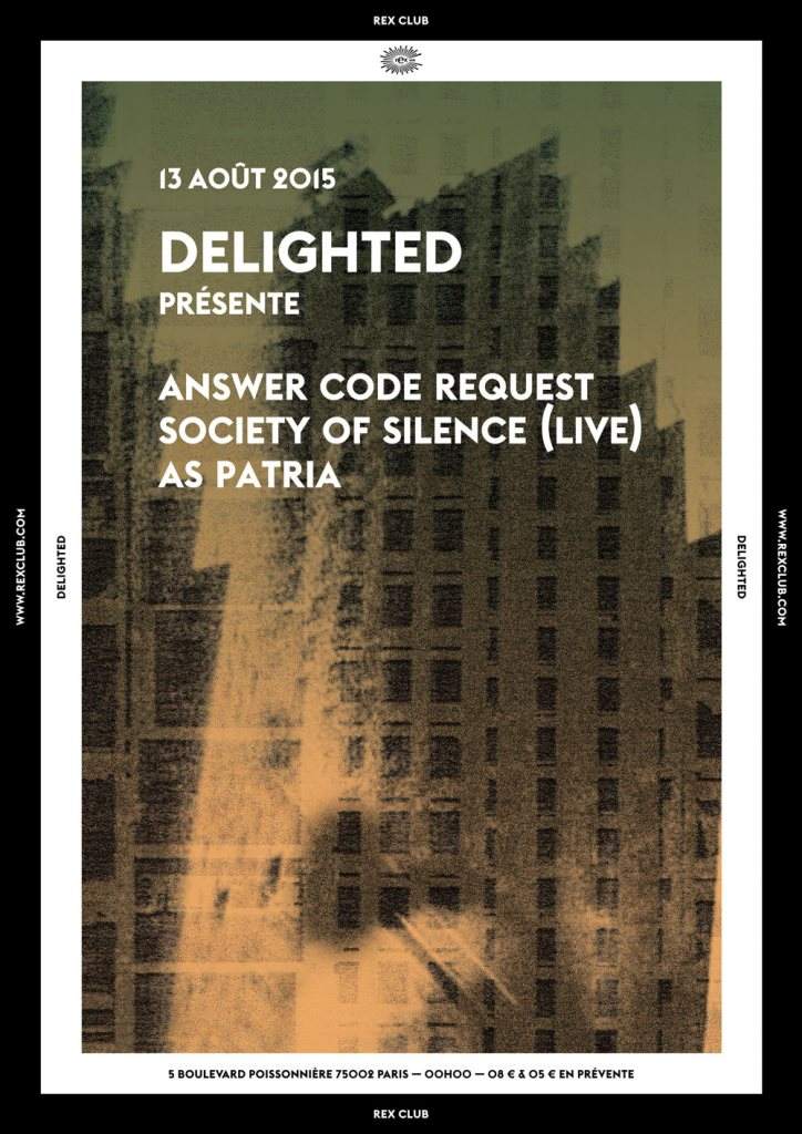 Delighted: Answer Code Request, Society Of Silence Live, As Patria - Página frontal