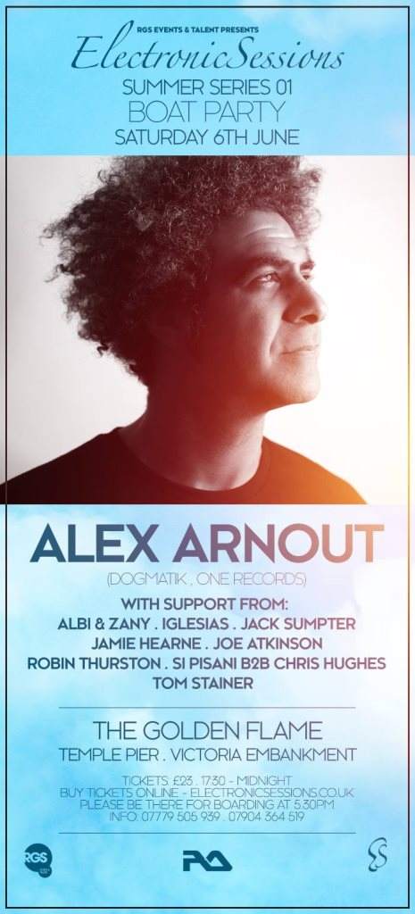 Electronicsessions Summer Series 01 Boat Party - Alex Arnout + After Party - フライヤー表