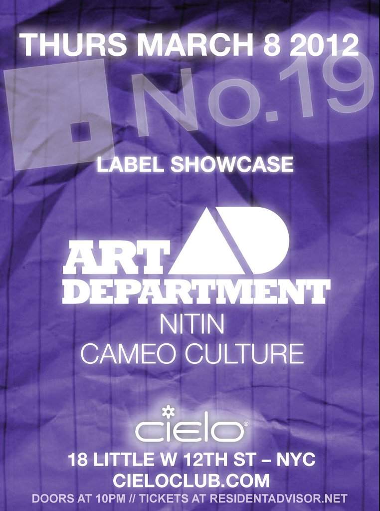 No. 19 Label Showcase with Art Department, Nitin & Cameo Culture - フライヤー裏