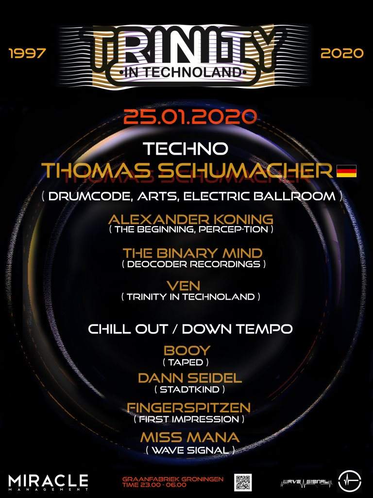 Trinity in Technoland with Thomas Schumacher & Alexander Koning - フライヤー表
