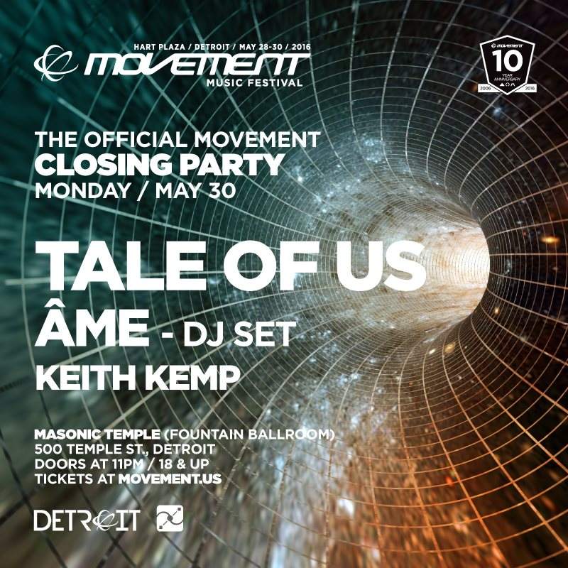 The Official Movement Closing Party: Tale of Us, Âme & Keith Kemp - フライヤー表