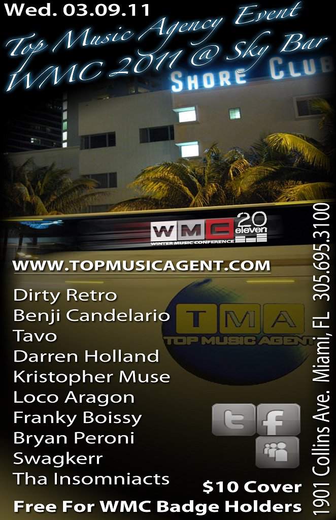 Top Music Agency Wmc Event 2011 - フライヤー裏