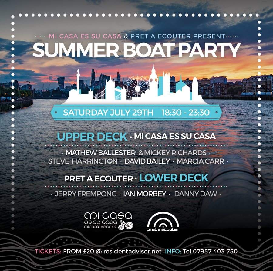 Pret A Ecouter Records & Mi Casa Es Su Casa Summer Boat Party - フライヤー裏