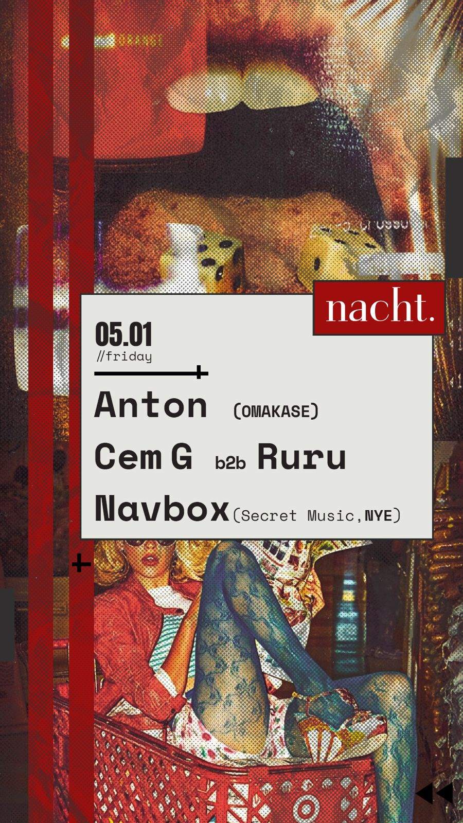 Anton (OMAKASE) - Cem G B2B Ruru - Navbox (Secret Music) - フライヤー表