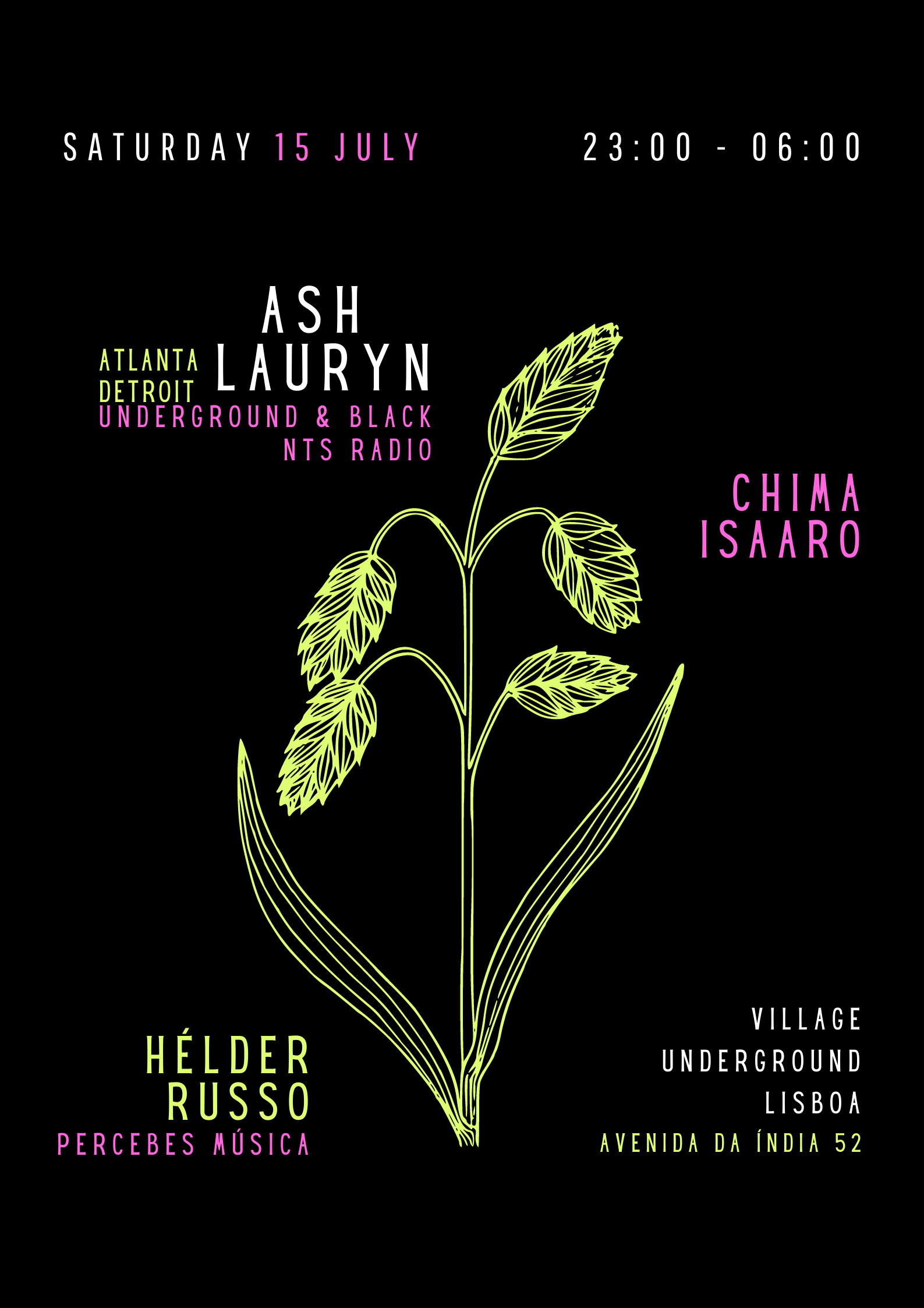 [CANCELLED] Ash Lauryn (US) + Chima Isaaro + Hélder Russo - Página trasera