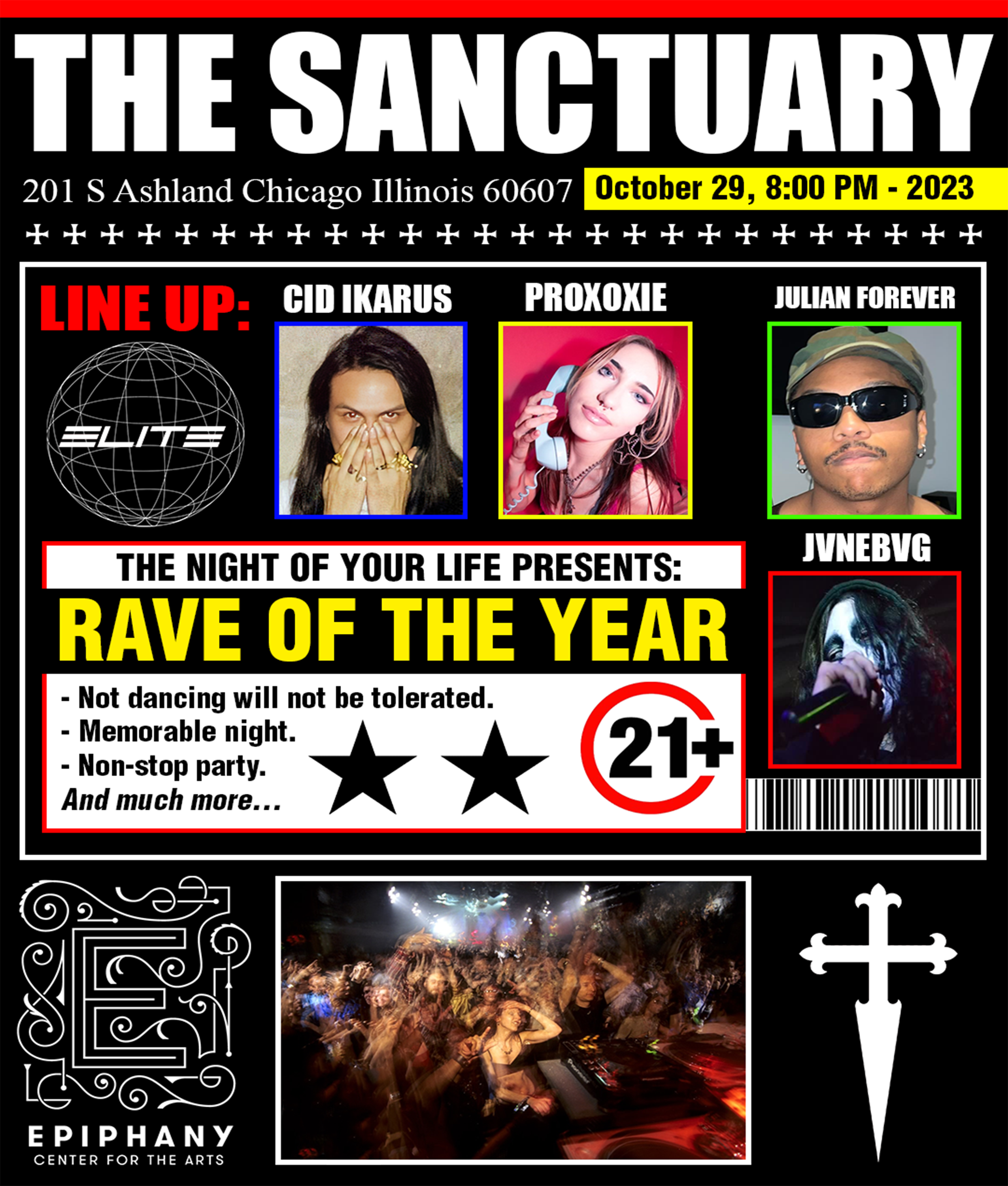 PROXOXIE, CID IKARUS, JVNEBVG, JULIAN FOREVER; Rave of the Year - フライヤー裏