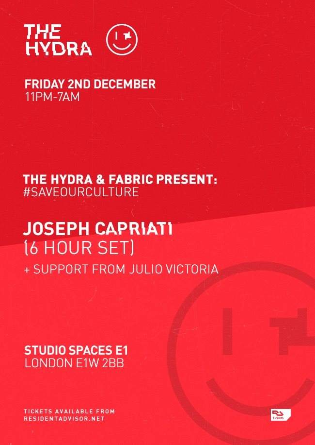 The Hydra & fabric present: #Saveourculture Joseph Capriati - Página frontal