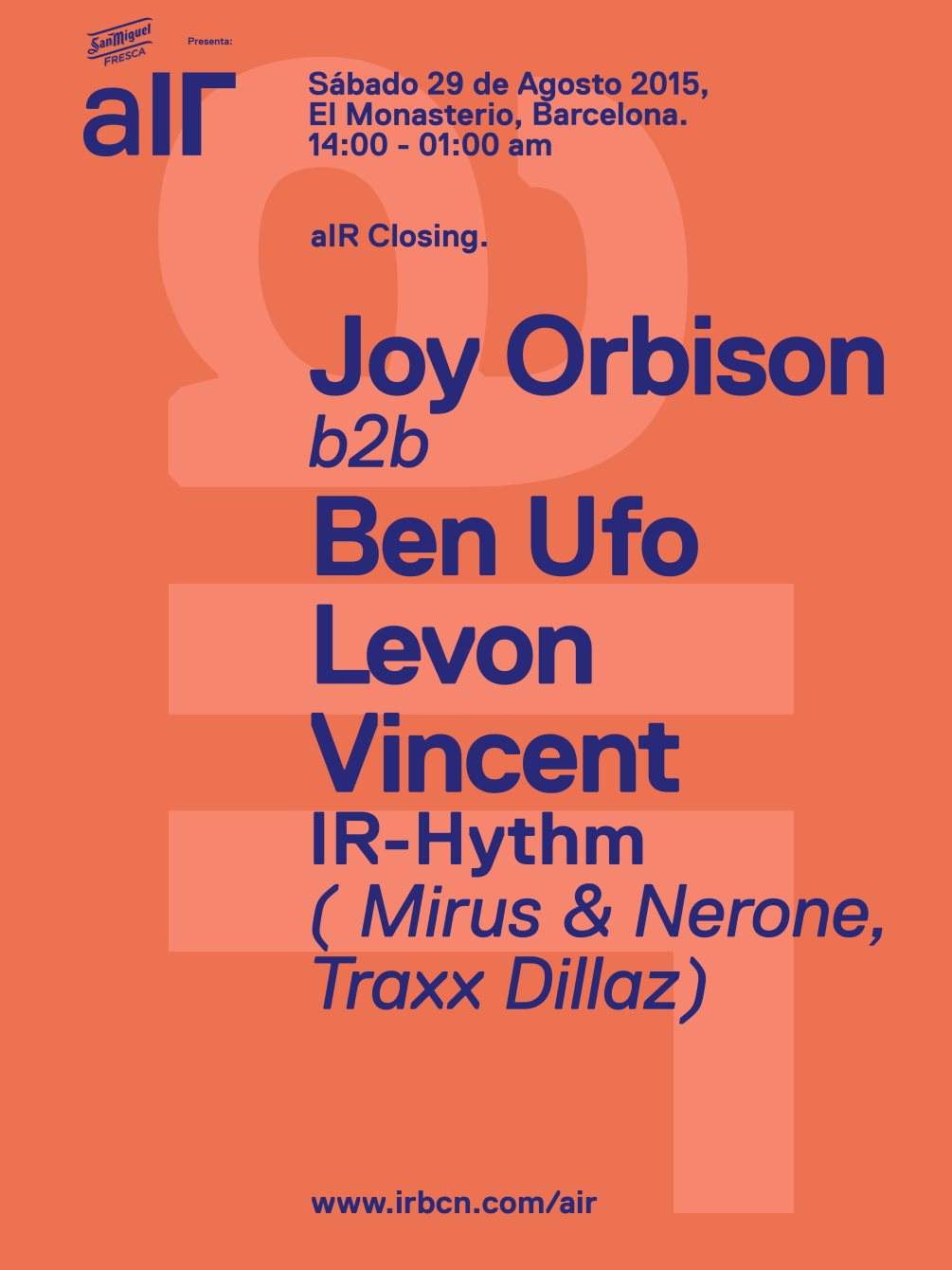 aIR Closing w Ben Ufo b2b Joy Orbison/ Levon Vincent - フライヤー表