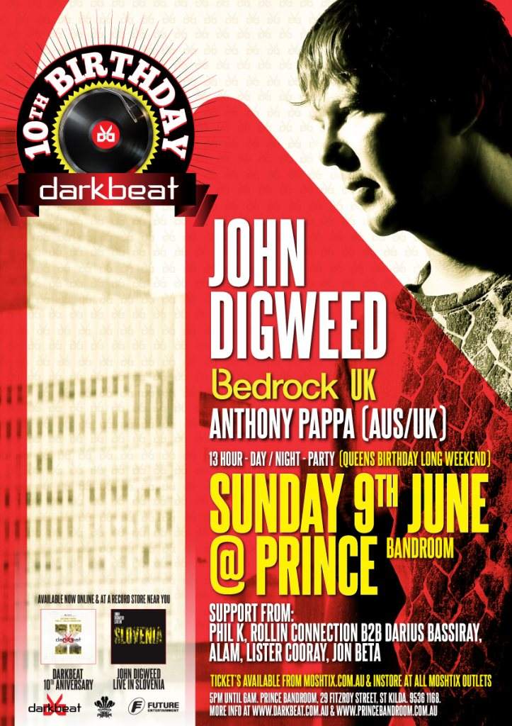 Darkbeat 10th B'day with John Digweed (Bedrock) & Anthony Pappa - フライヤー表