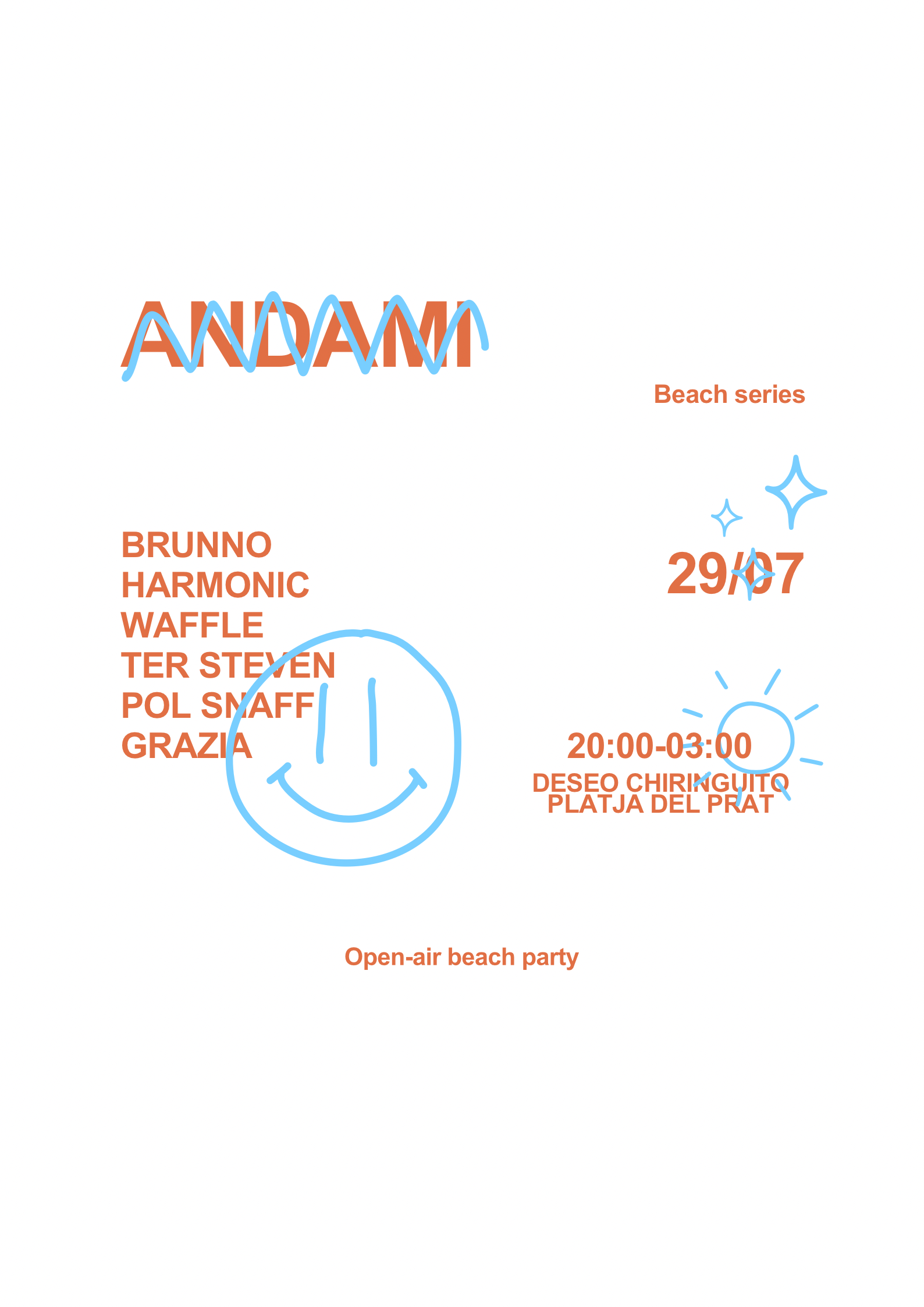 Andami Beach Series - Brunno, Harmonic, Waffle, Ter Steven, Pol Snaff, Grazia - FREE TICKETS - フライヤー表
