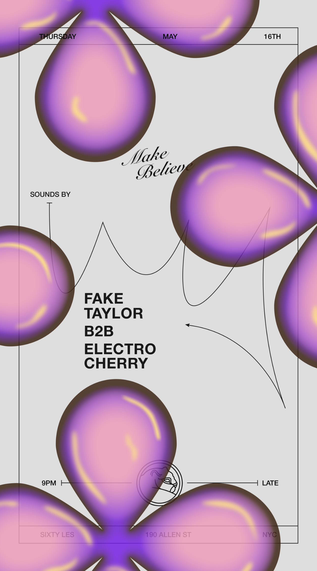Fake Taylor b2b Electro Cherry All Night Long - フライヤー表