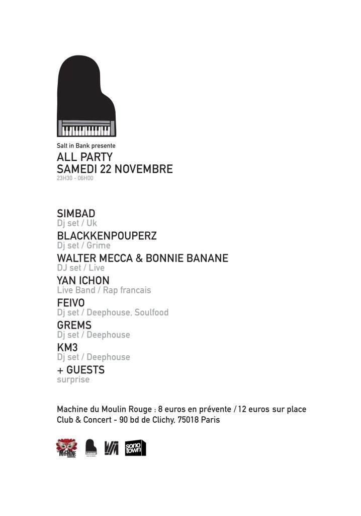 All Party 01 with Grems, Simbad, Walter Mecca, Blackkenpouperz & More - フライヤー表
