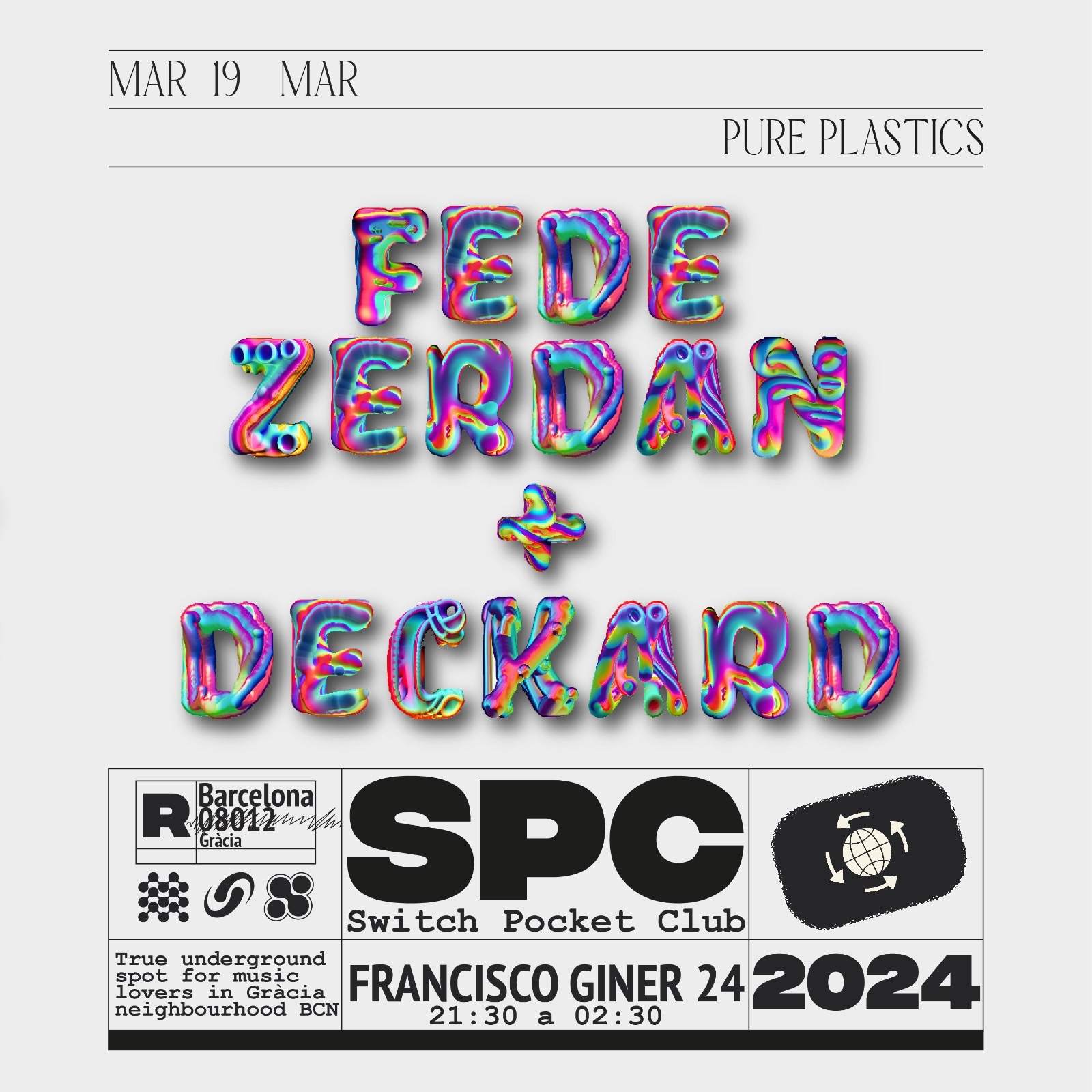 Pure Plastics: Fede Zerdan, Deckard - フライヤー表