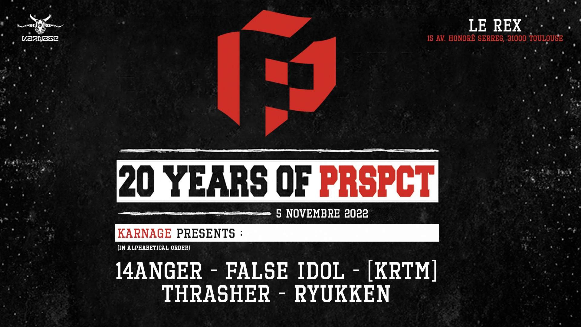 Karnage presents 20 years of PRSPCT - Página frontal