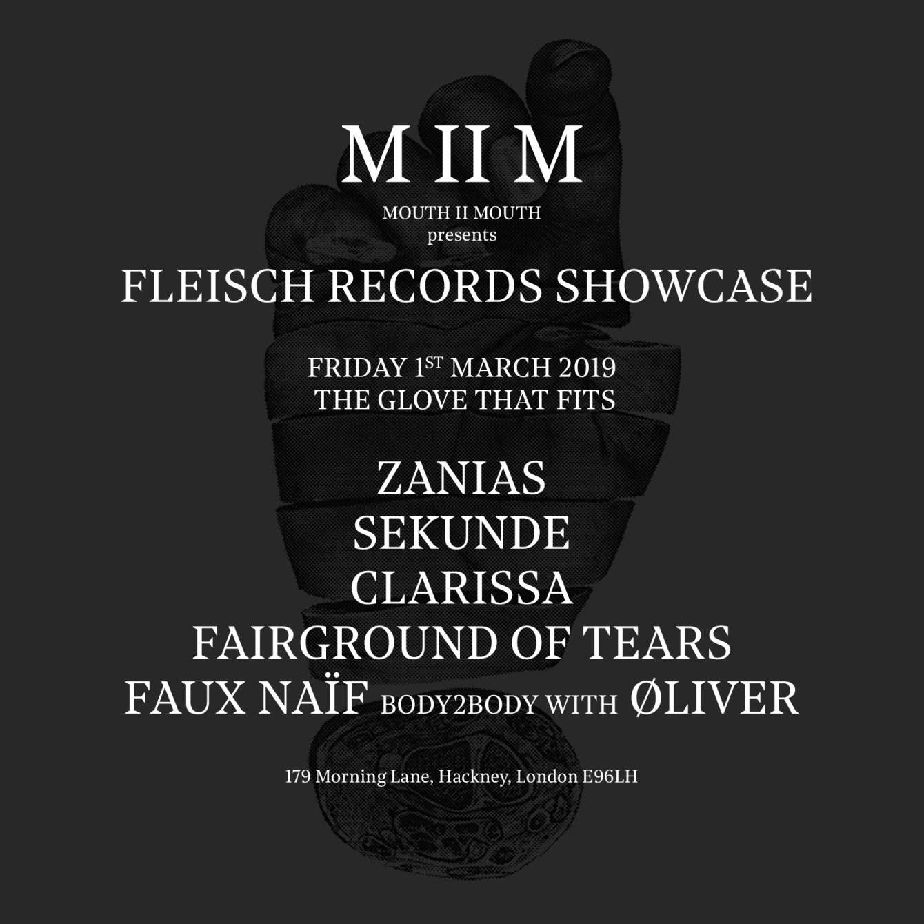 M II M III: Fleisch Records Showcase with Zanias, Sekunde & Clarissa - Página frontal