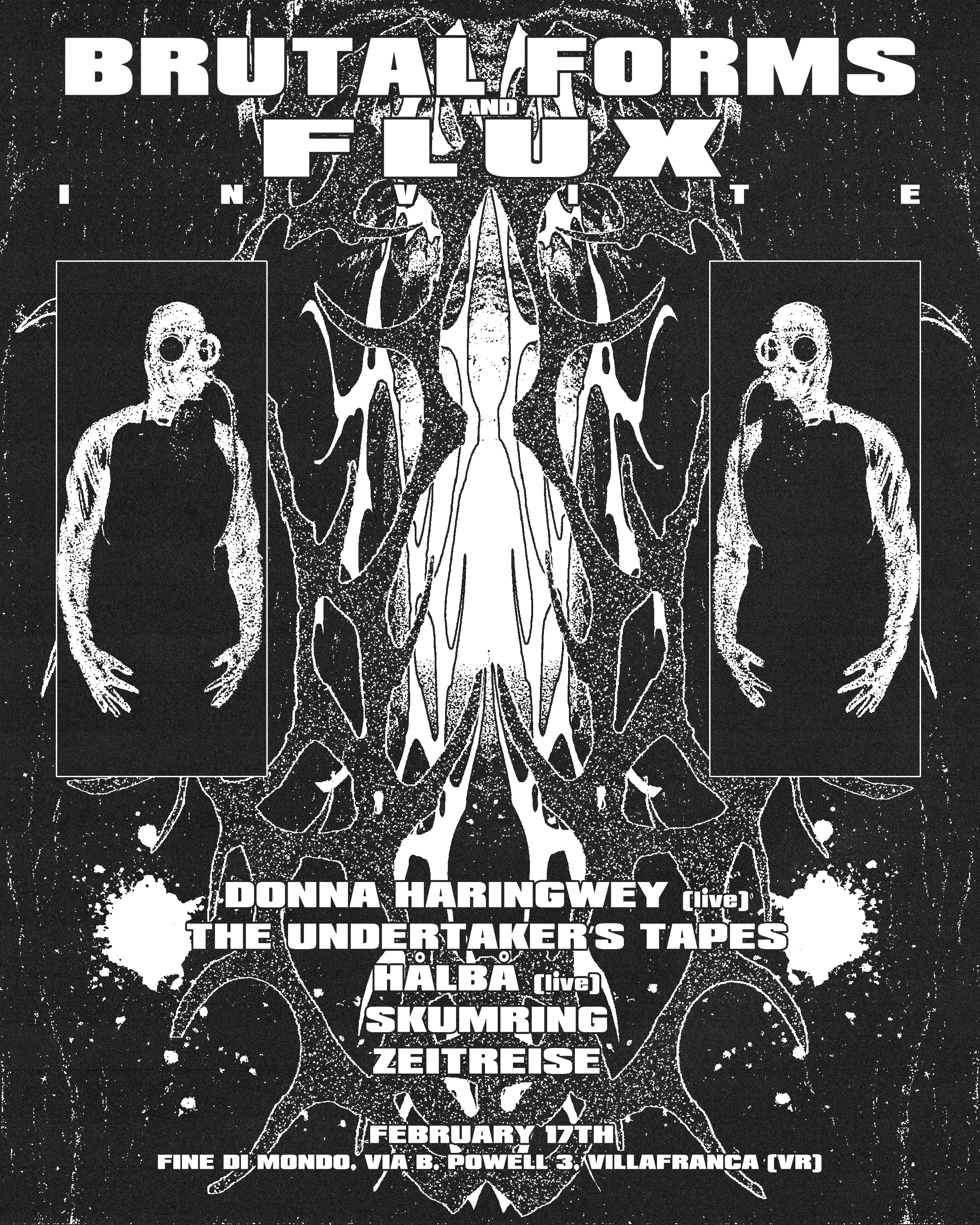 Brutal Forms and Flux invite: Donna Haringwey Live, The Undertaker's Tapes, Hålbå Live - フライヤー表