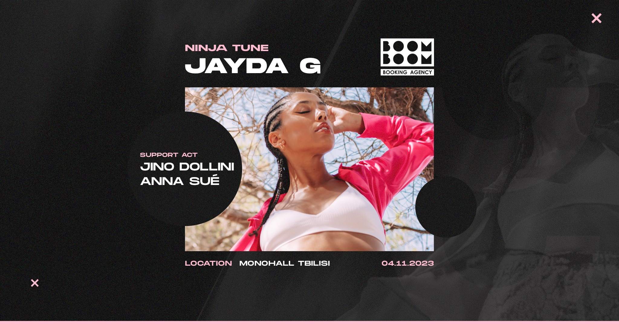 JAYDA G (Ninja Tune) - JINO DOLLINI - ANNA SUE- BOOM BOOM INVITES - Página frontal