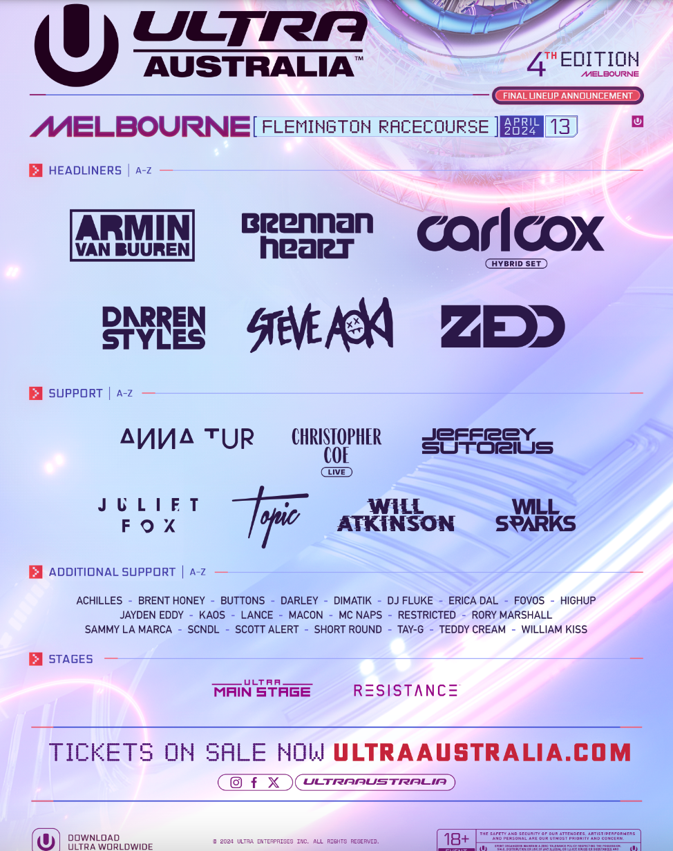 Ultra Australia - Melbourne - Página frontal