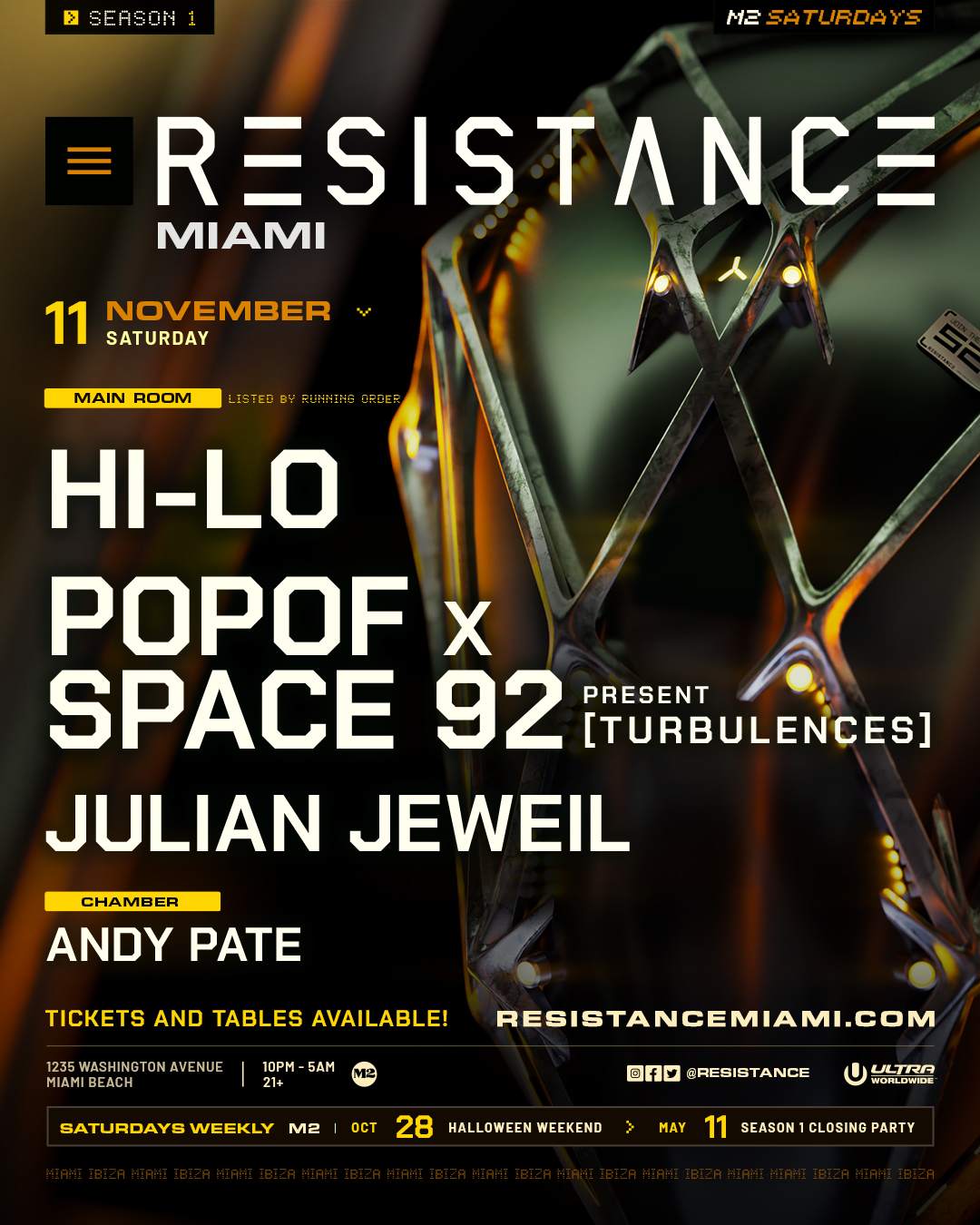 Resistance - HI-LO, Popof x Space 92, Julian Jeweil & Andy Pate - フライヤー表