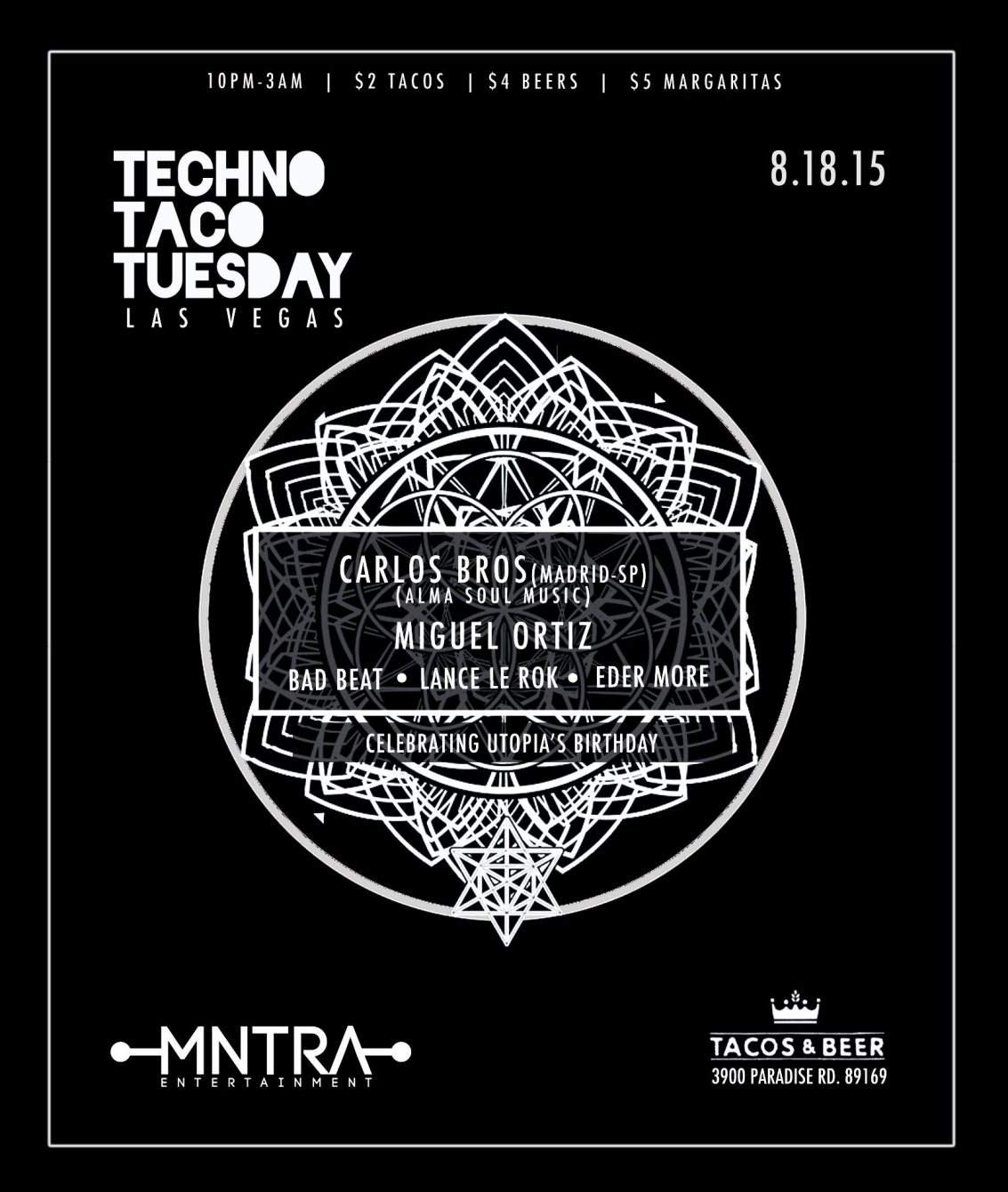 Techno Taco Tuesday presents Miguel Ortiz, Carlos Bros - Página frontal