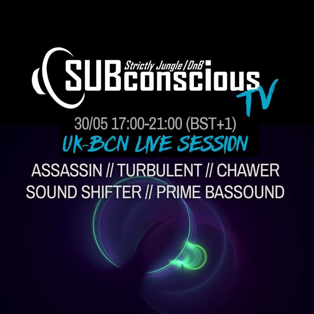 Subconscious TV // UK-BCN Jungle DnB Live Session - Flyer front