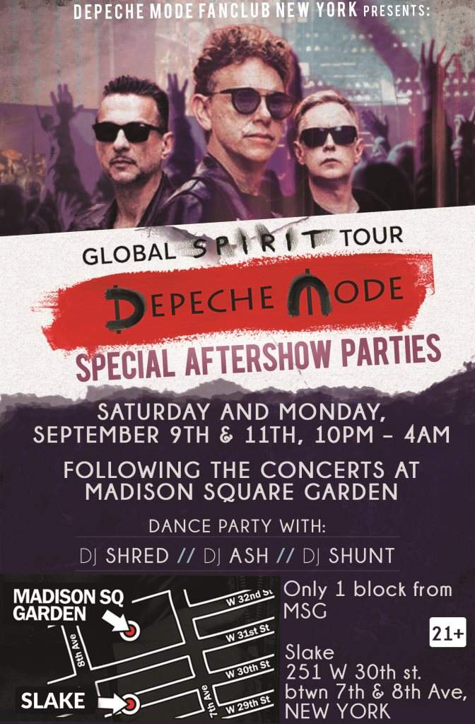 Depeche Mode After-Show-Parties NYC - フライヤー表