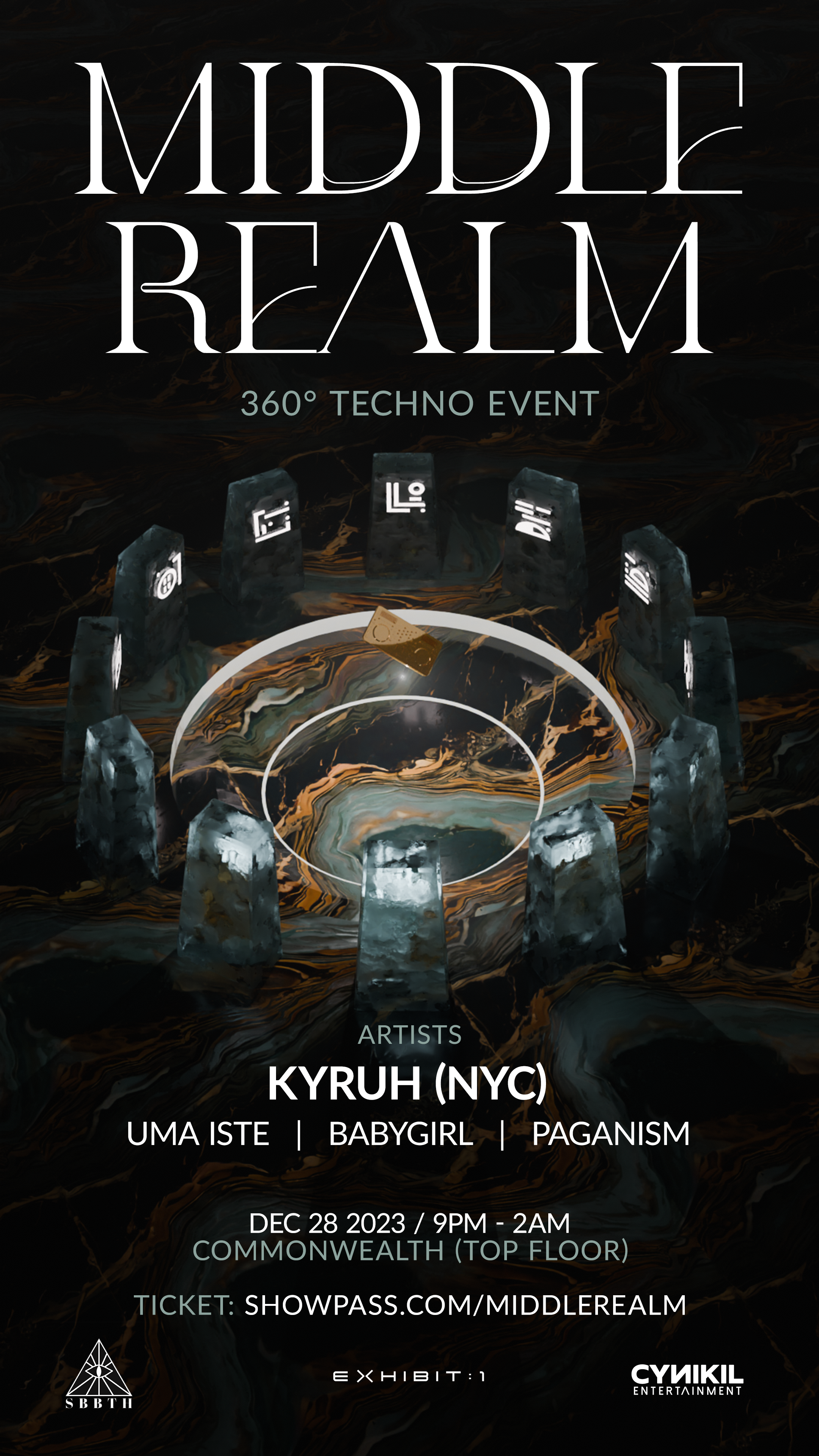 MIDDLE REALM: 360° Techno Event feat. KYRUH, Uma Iste, Babygirl and PAGANISM - フライヤー裏