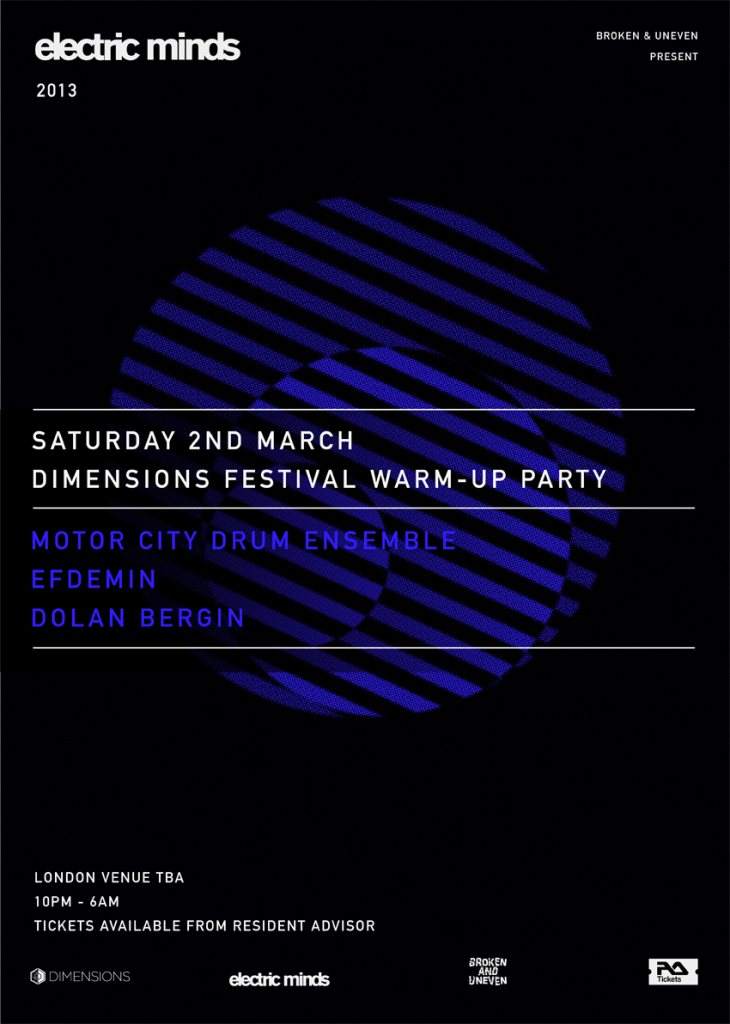 Electric Minds: Dimensions Warm-up Party with Motor City Drum Ensemble & Efdemin - Página frontal