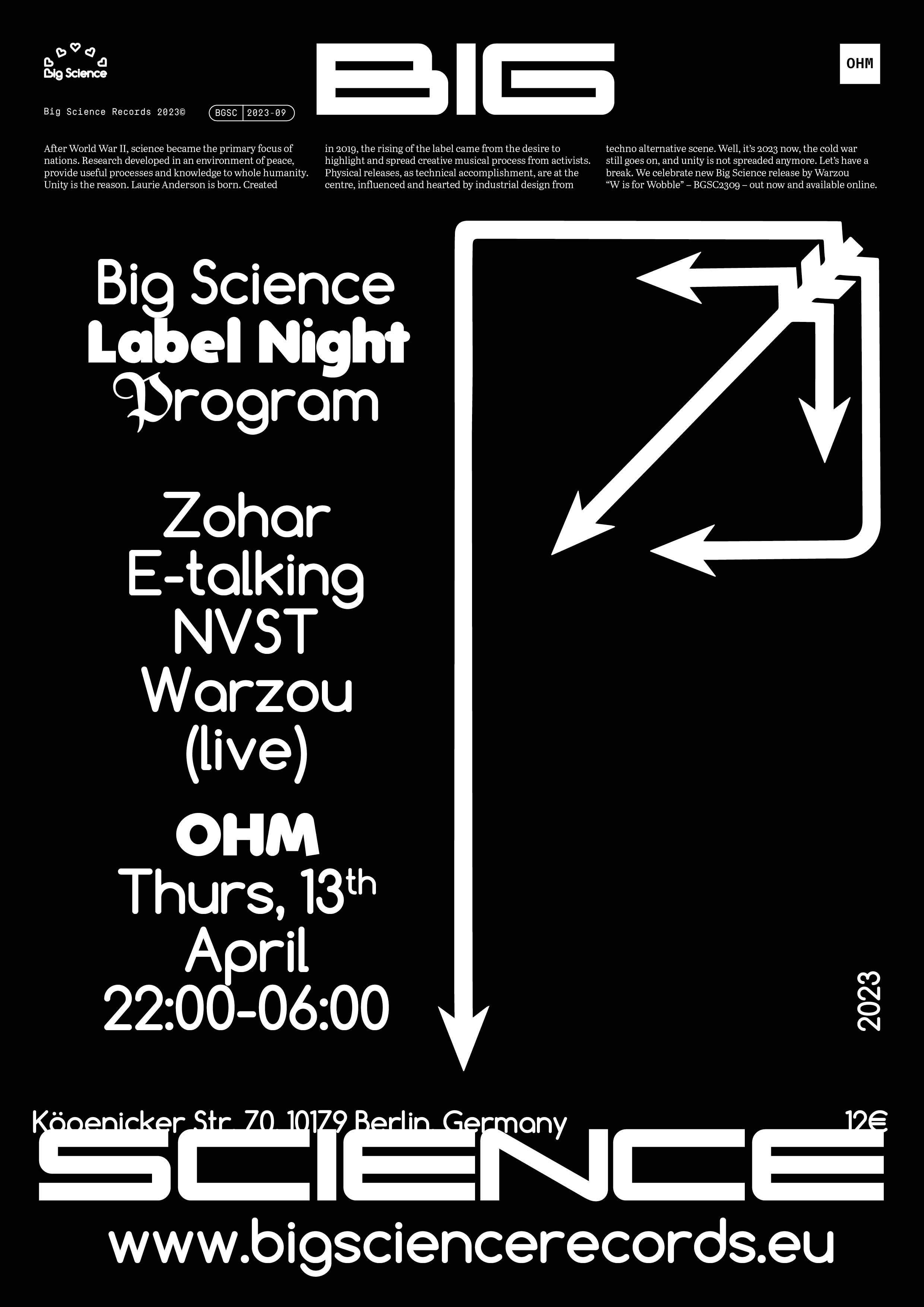 Big Science Label Night - Página frontal